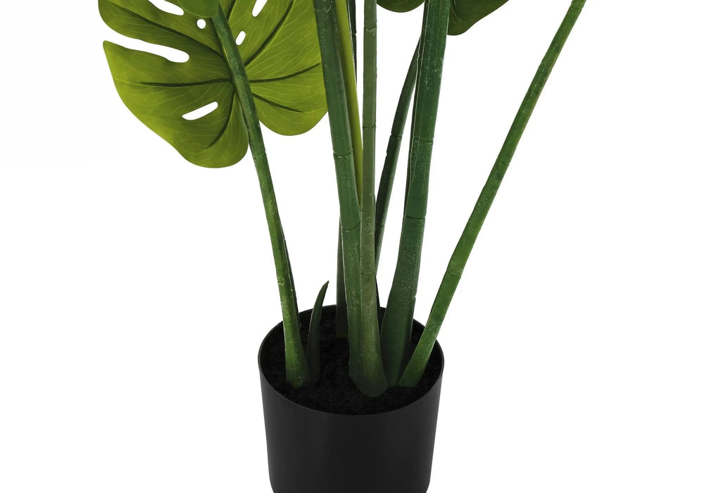 Artificial Plant, 45' Tall, Monstera Tree, Indoor, Faux, Fake, Floor, Greenery, Potted, Real Touch, Decorative, Green Leaves, Black Pot Default -DTYStore
