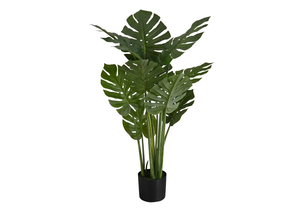 Artificial Plant, 45' Tall, Monstera Tree, Indoor, Faux, Fake, Floor, Greenery, Potted, Real Touch, Decorative, Green Leaves, Black Pot Default -DTYStore