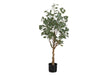 Artificial Plant, 46' Tall, Eucalyptus Tree, Indoor, Faux, Fake, Floor, Greenery, Potted, Decorative, Green Leaves, Black Pot Default -DTYStore