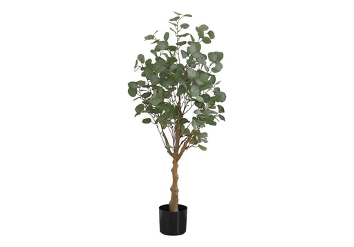 Artificial Plant, 46' Tall, Eucalyptus Tree, Indoor, Faux, Fake, Floor, Greenery, Potted, Decorative, Green Leaves, Black Pot Default -DTYStore