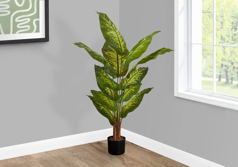 Artificial Plant, 47' Tall, Evergreen Tree, Indoor, Faux, Fake, Floor, Greenery, Potted, Real Touch, Decorative, Green Leaves, Black Pot Default -DTYStore