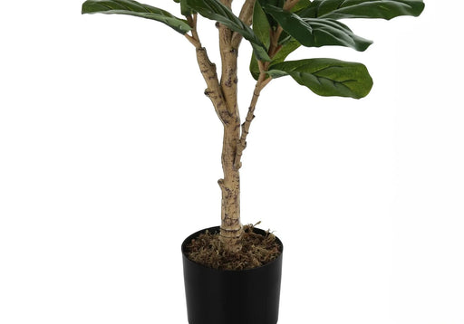 Artificial Plant, 47' Tall, Fiddle Tree, Indoor, Faux, Fake, Floor, Greenery, Potted, Real Touch, Decorative, Green Leaves, Black Pot Default -DTYStore
