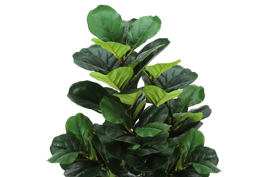 Artificial Plant, 47' Tall, Fiddle Tree, Indoor, Faux, Fake, Floor, Greenery, Potted, Real Touch, Decorative, Green Leaves, Black Pot Default -DTYStore
