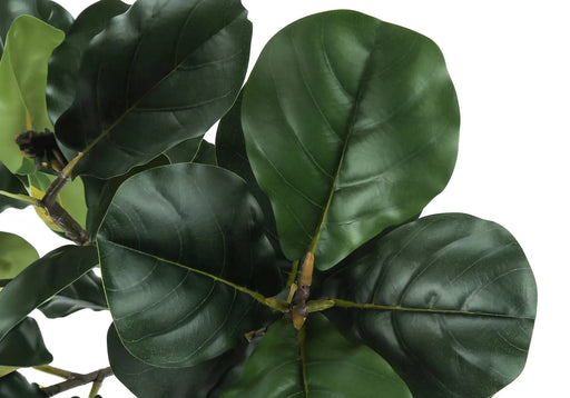 Artificial Plant, 47' Tall, Fiddle Tree, Indoor, Faux, Fake, Floor, Greenery, Potted, Real Touch, Decorative, Green Leaves, Black Pot Default -DTYStore