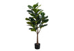 Artificial Plant, 47' Tall, Fiddle Tree, Indoor, Faux, Fake, Floor, Greenery, Potted, Real Touch, Decorative, Green Leaves, Black Pot Default -DTYStore