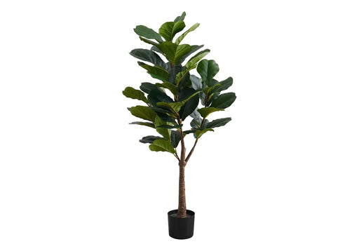 Artificial Plant, 47' Tall, Fiddle Tree, Indoor, Faux, Fake, Floor, Greenery, Potted, Real Touch, Decorative, Green Leaves, Black Pot Default -DTYStore