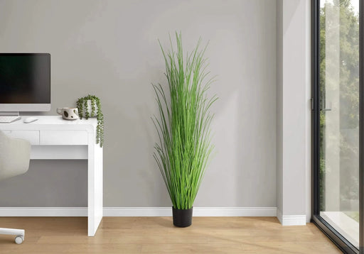 Artificial Plant, 47' Tall, Grass Tree, Indoor, Faux, Fake, Floor, Greenery, Potted, Real Touch, Decorative, Green Grass, Black Pot Default -DTYStore