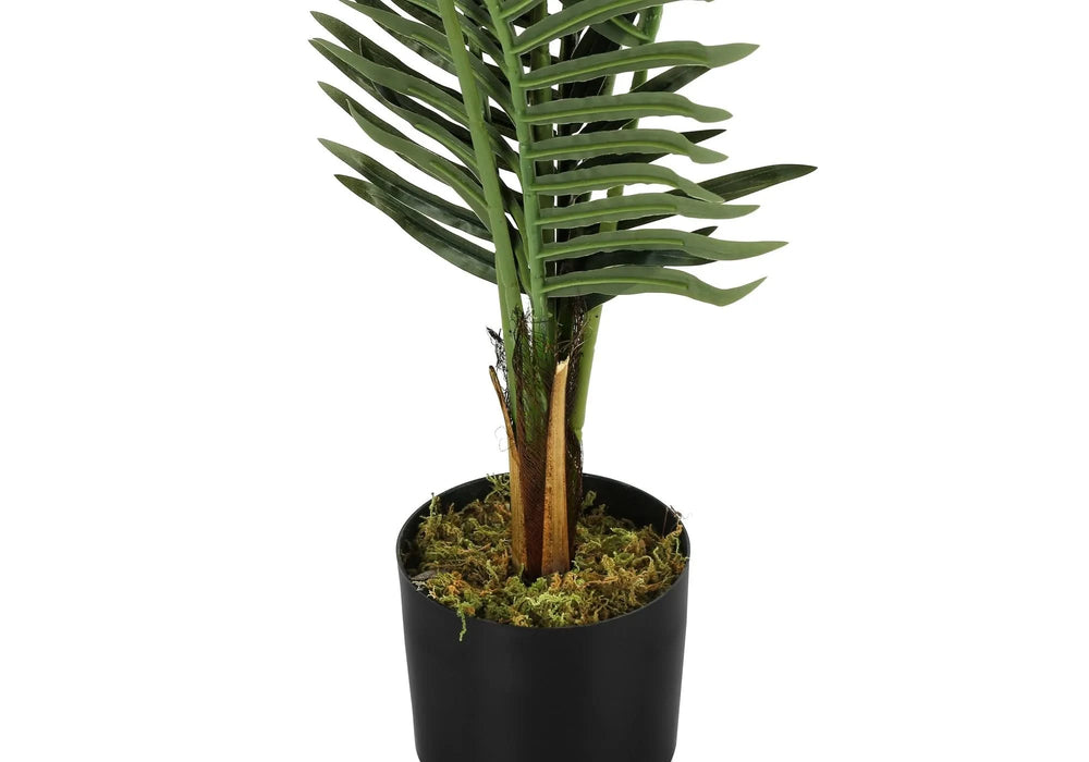 Artificial Plant, 47' Tall, Palm Tree, Indoor, Faux, Fake, Floor, Greenery, Potted, Real Touch, Decorative, Green Leaves, Black Pot Default -DTYStore