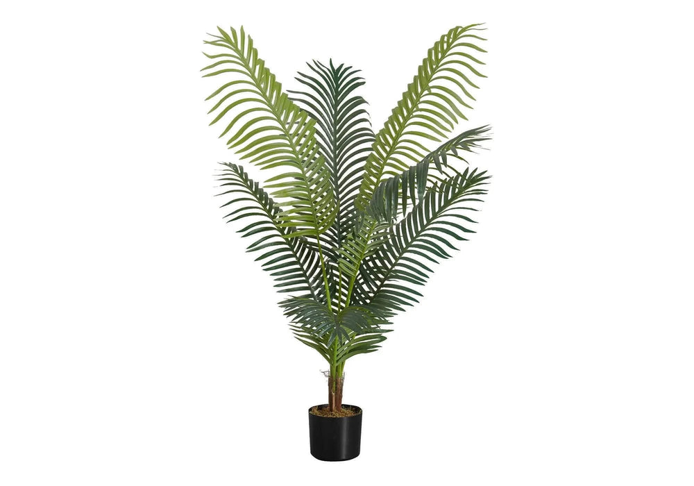 Artificial Plant, 47' Tall, Palm Tree, Indoor, Faux, Fake, Floor, Greenery, Potted, Real Touch, Decorative, Green Leaves, Black Pot Default -DTYStore