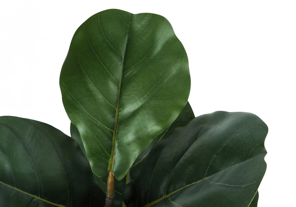 Artificial Plant, 49' Tall, Fiddle Tree, Indoor, Faux, Fake, Floor, Greenery, Potted, Real Touch, Decorative, Green Leaves, Black Pot Default -DTYStore
