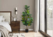 Artificial Plant, 49' Tall, Fiddle Tree, Indoor, Faux, Fake, Floor, Greenery, Potted, Real Touch, Decorative, Green Leaves, Black Pot Default -DTYStore