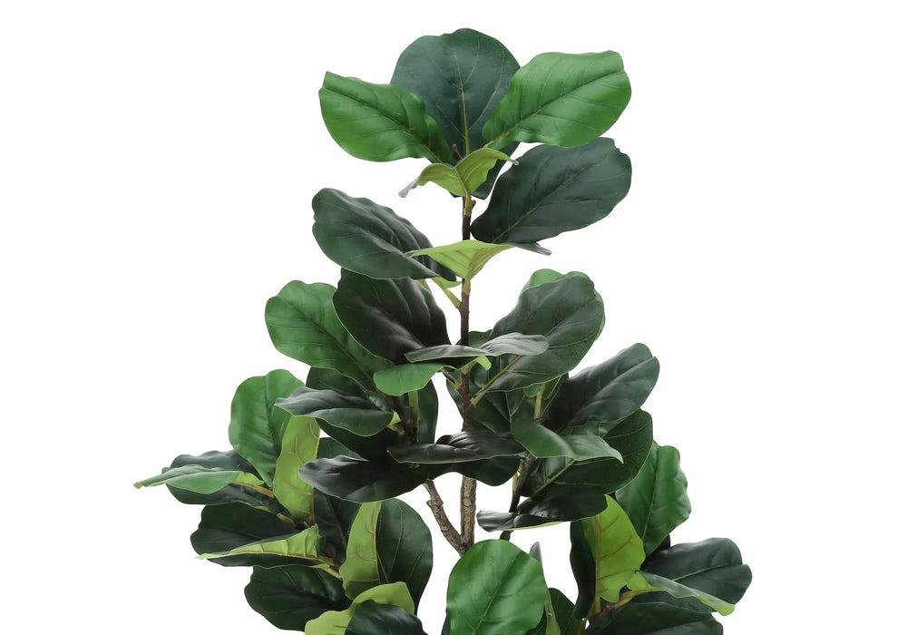 Artificial Plant, 49' Tall, Fiddle Tree, Indoor, Faux, Fake, Floor, Greenery, Potted, Real Touch, Decorative, Green Leaves, Black Pot Default -DTYStore