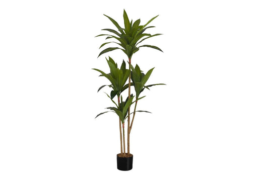 Artificial Plant, 51' Tall, Dracaena Tree, Indoor, Faux, Fake, Floor, Greenery, Potted, Real Touch, Decorative, Green Leaves, Black Pot Default -DTYStore