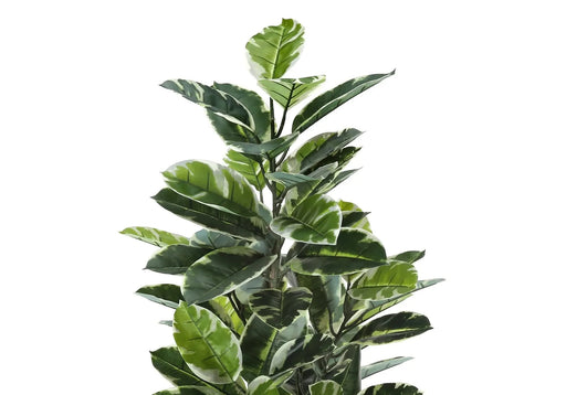 Artificial Plant, 52' Tall, Rubber Tree, Indoor, Faux, Fake, Floor, Greenery, Potted, Real Touch, Decorative, Green Leaves, Black Pot Default -DTYStore
