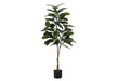 Artificial Plant, 52' Tall, Rubber Tree, Indoor, Faux, Fake, Floor, Greenery, Potted, Real Touch, Decorative, Green Leaves, Black Pot Default -DTYStore