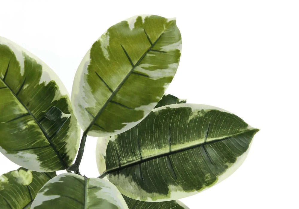 Artificial Plant, 52' Tall, Rubber Tree, Indoor, Faux, Fake, Floor, Greenery, Potted, Real Touch, Decorative, Green Leaves, Black Pot Default -DTYStore