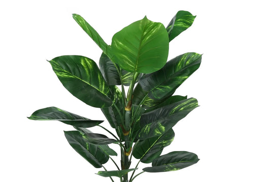 Artificial Plant, 54' Tall, Dieffenbachia Tree, Indoor, Faux, Fake, Floor, Greenery, Potted, Real Touch, Decorative, Green Leaves, Black Pot Default -DTYStore
