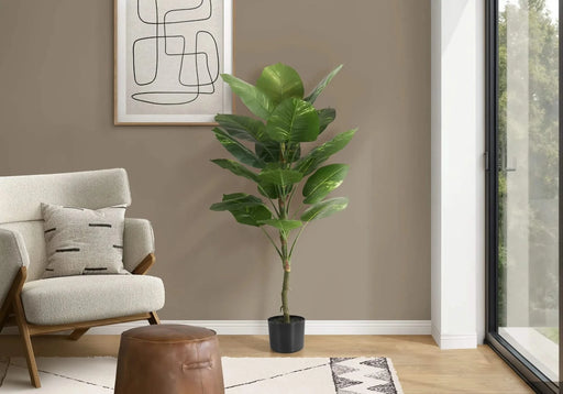 Artificial Plant, 54' Tall, Dieffenbachia Tree, Indoor, Faux, Fake, Floor, Greenery, Potted, Real Touch, Decorative, Green Leaves, Black Pot Default -DTYStore