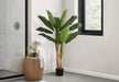 Artificial Plant, 55' Tall, Banana Tree, Indoor, Faux, Fake, Floor, Greenery, Potted, Real Touch, Decorative, Green Leaves, Black Pot Default -DTYStore
