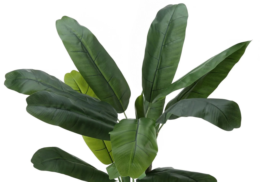 Artificial Plant, 55' Tall, Banana Tree, Indoor, Faux, Fake, Floor, Greenery, Potted, Real Touch, Decorative, Green Leaves, Black Pot Default -DTYStore
