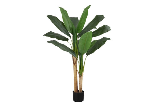 Artificial Plant, 55' Tall, Banana Tree, Indoor, Faux, Fake, Floor, Greenery, Potted, Real Touch, Decorative, Green Leaves, Black Pot Default -DTYStore