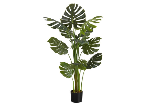 Artificial Plant, 55' Tall, Monstera Tree, Indoor, Faux, Fake, Floor, Greenery, Potted, Real Touch, Decorative, Green Leaves, Black Pot Default -DTYStore