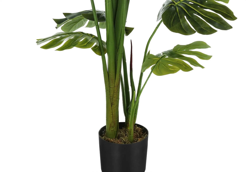 Artificial Plant, 55' Tall, Monstera Tree, Indoor, Faux, Fake, Floor, Greenery, Potted, Real Touch, Decorative, Green Leaves, Black Pot Default -DTYStore