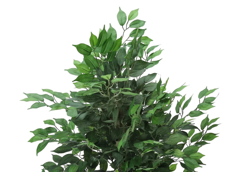 Artificial Plant, 58' Tall, Ficus Tree, Indoor, Faux, Fake, Floor, Greenery, Potted, Decorative, Green Leaves, Black Pot Default -DTYStore