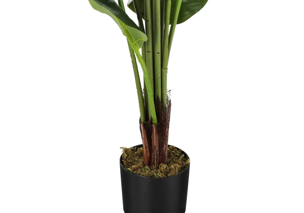 Artificial Plant, 59' Tall, Strelitzia Tree, Indoor, Faux, Fake, Floor, Greenery, Potted, Real Touch, Decorative, Green Leaves, Black Pot Default -DTYStore