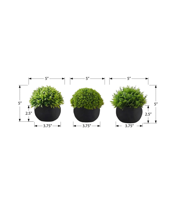 Artificial Plant, 5' Tall, Grass, Indoor, Faux, Fake, Table, Greenery, Potted, Set Of 3, Decorative, Green Plants, Black Pots Default -DTYStore