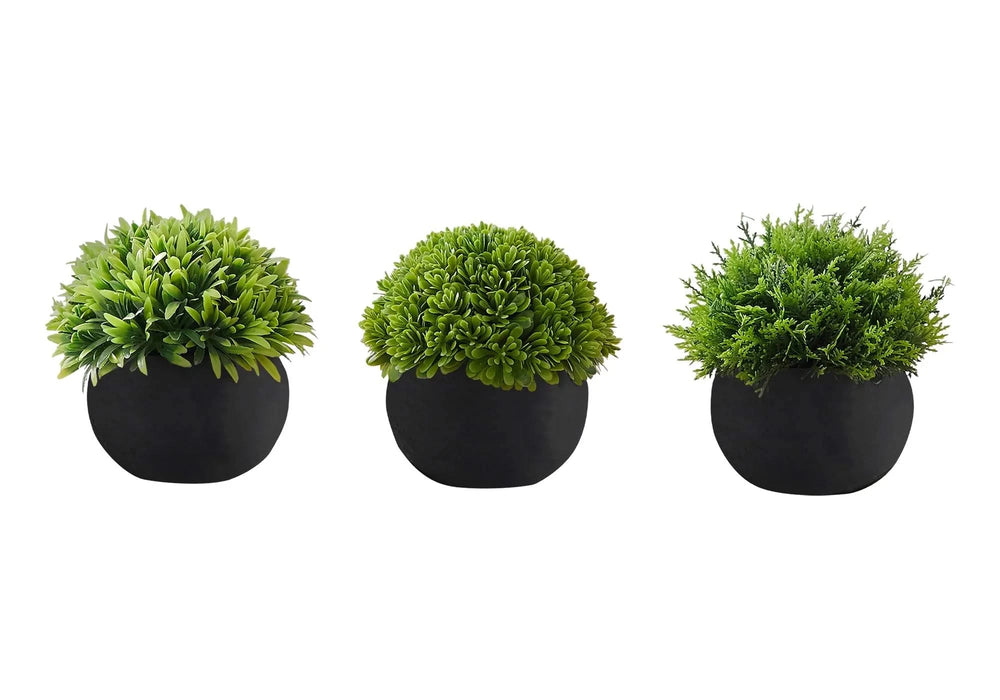 Artificial Plant, 5' Tall, Grass, Indoor, Faux, Fake, Table, Greenery, Potted, Set Of 3, Decorative, Green Plants, Black Pots Default -DTYStore