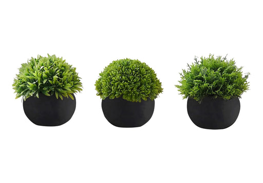 Artificial Plant, 5' Tall, Grass, Indoor, Faux, Fake, Table, Greenery, Potted, Set Of 3, Decorative, Green Plants, Black Pots Default -DTYStore