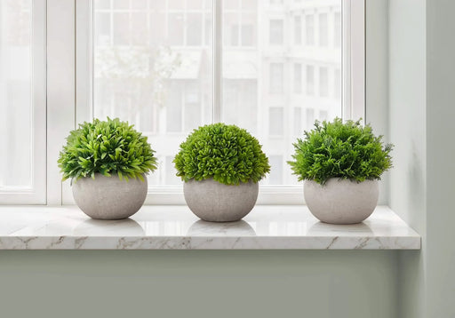 Artificial Plant, 5' Tall, Grass, Indoor, Faux, Fake, Table, Greenery, Potted, Set Of 3, Decorative, Green Plants, Grey Pots Default -DTYStore