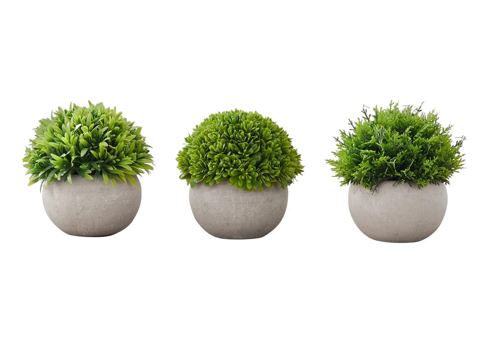 Artificial Plant, 5' Tall, Grass, Indoor, Faux, Fake, Table, Greenery, Potted, Set Of 3, Decorative, Green Plants, Grey Pots Default -DTYStore
