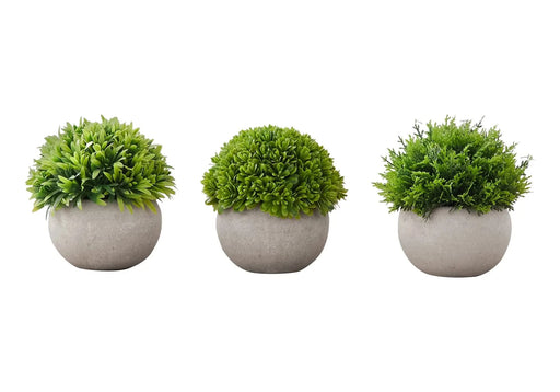 Artificial Plant, 5' Tall, Grass, Indoor, Faux, Fake, Table, Greenery, Potted, Set Of 3, Decorative, Green Plants, Grey Pots Default -DTYStore
