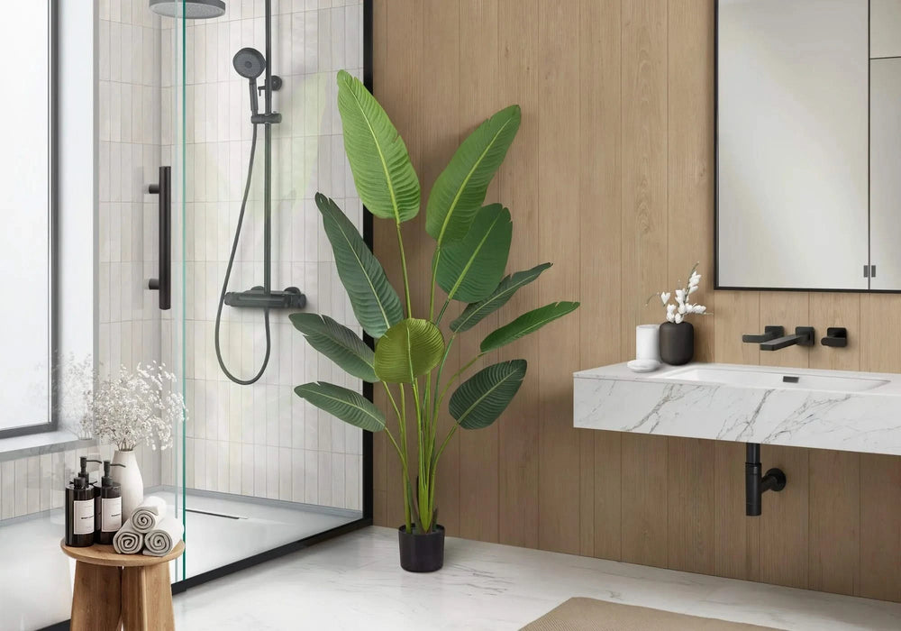 Artificial Plant, 60' Tall, Bird Of Paradise Tree, Indoor, Faux, Fake, Floor, Greenery, Potted, Decorative, Green Leaves, Black Pot Default -DTYStore