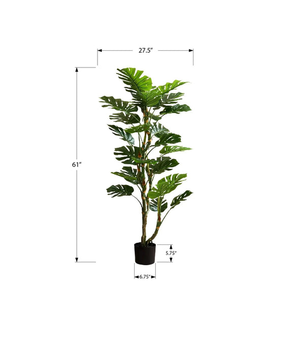 Artificial Plant, 61' Tall, Monstera Tree, Indoor, Potted, Floor, Real Touch, Green Leaves, Black Pot Default -DTYStore