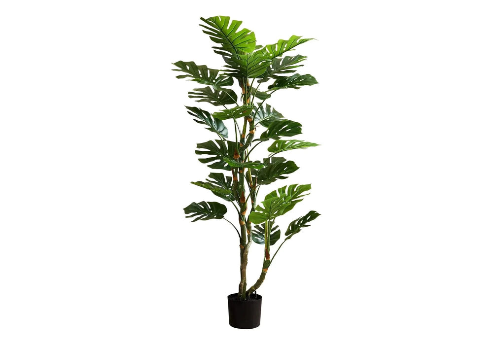 Artificial Plant, 61' Tall, Monstera Tree, Indoor, Potted, Floor, Real Touch, Green Leaves, Black Pot Default -DTYStore