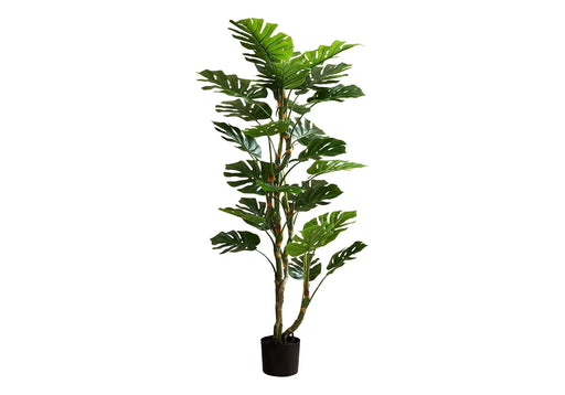 Artificial Plant, 61' Tall, Monstera Tree, Indoor, Potted, Floor, Real Touch, Green Leaves, Black Pot Default -DTYStore