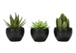 Artificial Plant, 6' Tall, Succulent, Indoor, Faux, Fake, Table, Greenery, Potted, Set Of 3, Decorative, Green Plants, Black Pots Default -DTYStore