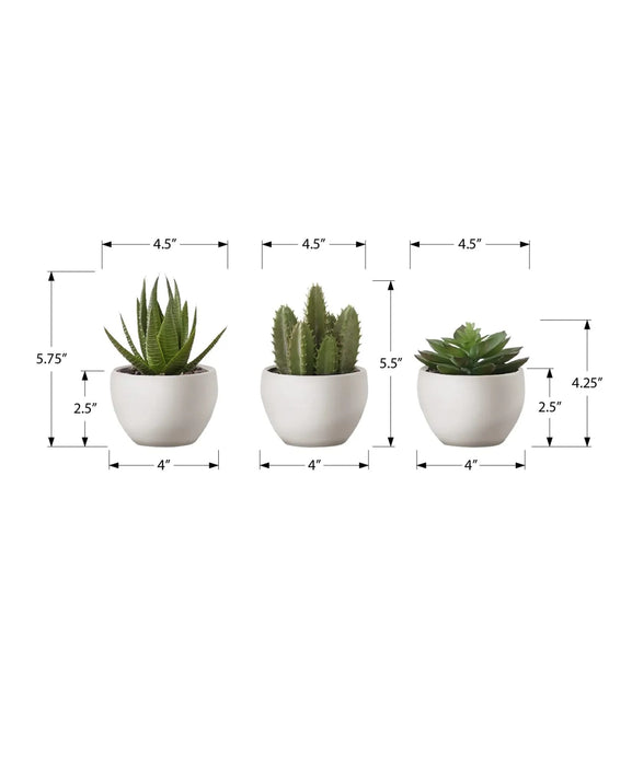 Artificial Plant, 6' Tall, Succulent, Indoor, Faux, Fake, Table, Greenery, Potted, Set Of 3, Decorative, Green Plants, White Pots Default -DTYStore