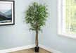 Artificial Plant, 79' Tall, Ficus Tree, Floor, Real Touch, Potted, Green Leaves, Black Pot Default -DTYStore