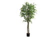 Artificial Plant, 79' Tall, Ficus Tree, Floor, Real Touch, Potted, Green Leaves, Black Pot Default -DTYStore