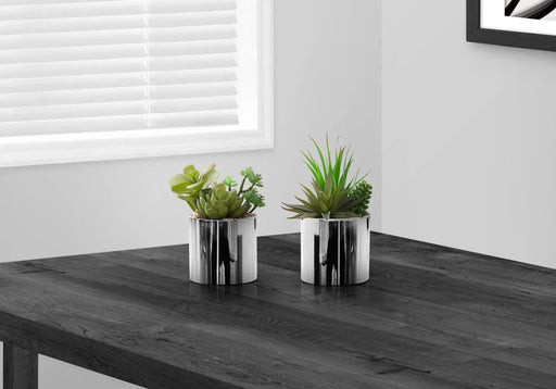 Artificial Plant, 7' Tall, Succulent, Indoor, Faux, Fake, Table, Greenery, Potted, Set Of 2, Decorative, Green Plants, Chrome Pots Default -DTYStore