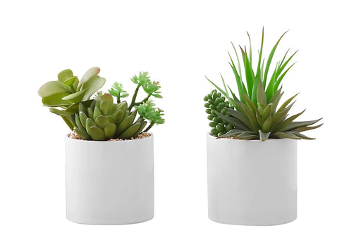 Artificial Plant, 7' Tall, Succulent, Indoor, Faux, Fake, Table, Greenery, Potted, Set Of 2, Decorative, Green Plants, White Ceramic Pots Default -DTYStore