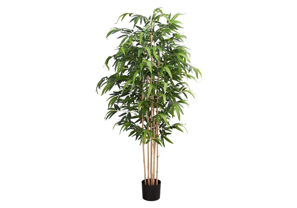 Artificial Plant, 83' Tall, Bamboo Tree, Floor, Indoor, Potted, Real Touch, Green Leaves, Black Pot Default -DTYStore