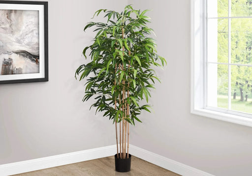 Artificial Plant, 83' Tall, Bamboo Tree, Floor, Indoor, Potted, Real Touch, Green Leaves, Black Pot Default -DTYStore
