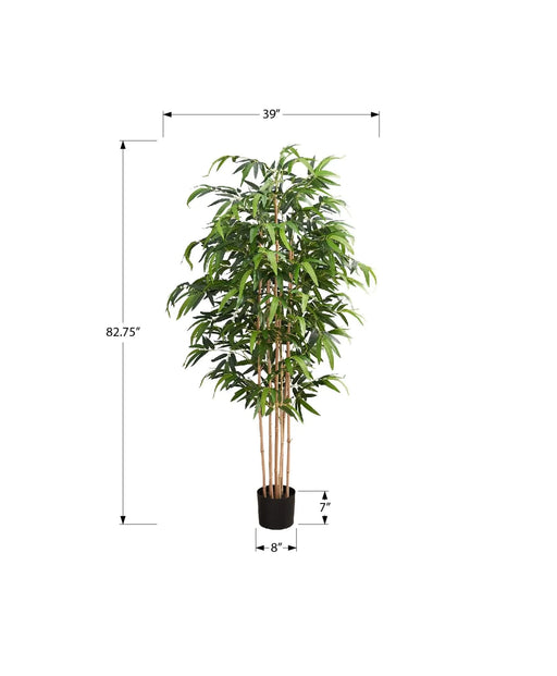 Artificial Plant, 83' Tall, Bamboo Tree, Floor, Indoor, Potted, Real Touch, Green Leaves, Black Pot Default -DTYStore