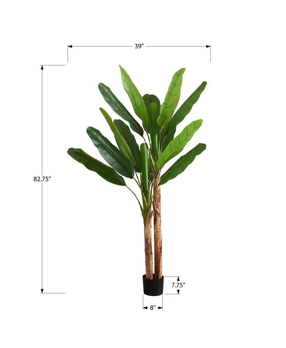 Artificial Plant, 83' Tall, Banana Tree, Indoor, Decorative, Faux, Floor, Potted, Real Touch, Green Leaves, Black Pot Default -DTYStore