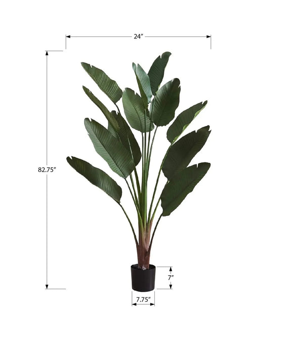 Artificial Plant, 83' Tall, Indoor, Decorative, Floor, Palm Tree, Real Touch, Green Leaves, Black Pot Default -DTYStore